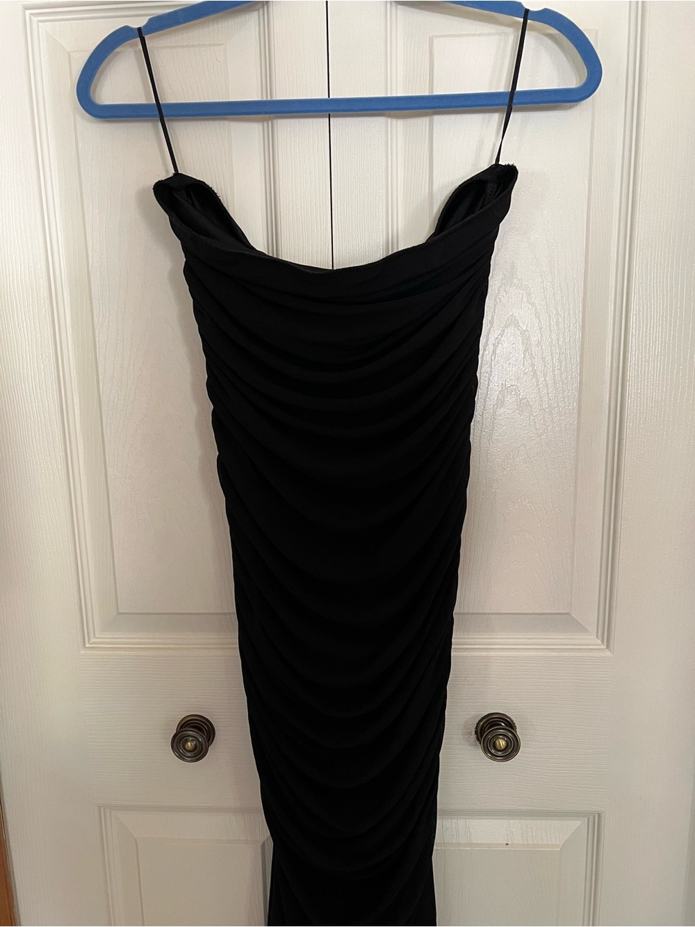 Bozzolo Black Strapless Ruched Evening Dress